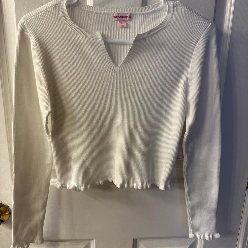 Design History Cream Girls Long Sleeve Top